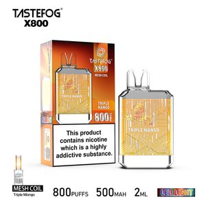 China Tastefog Ilite Puffs 800 Disposable Vape Disposable Electric Cigarette Factory Wholesale OEM With LED Flash Lights 20 Flavors TPD RoHs CE Approved