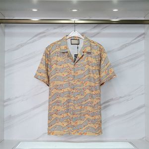 2023 İlkbahar Yaz Bowling Gömlek Erkek Moda Couture Goldprint Gömlekler Sıradan Düğme Kısa Kollu Hawaii Gömlek Takım Plaj Tasarımcı Elbise Gömlek