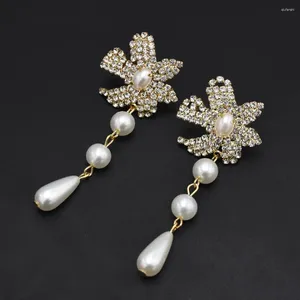 Dangle Küpe Barok Big Pearl Charm Düğün Partisi Kristal Rhinestone Star Brincos Oorbellen Jewelry 2023