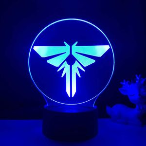 Nocne światła akrylowe gra Ostatnia z nas 2 Kolorowe LED LED LED 3D do sypialni Pokój gier wystrój USB Lampka Dropshipping P230331