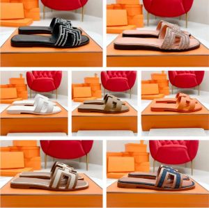 Designer mulheres sandálias de alta qualidade slides cristal bezerro couro sapatos casuais plataforma acolchoada verão praia chinelo 35-42 com caixa e saco de poeira