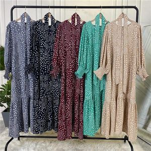 Ubranie etniczne moda Polka Dot Print Abaya Muslim Women Long Maxi Dress Turkey Arab Islam Kaftan Party Dubai Jalabiya Caftan Srain