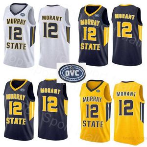 NCAA Murray State Racers 12 Ja Morant Maglie Temetrius Jamel College Basketball indossa maglia universitaria Giallo Blu Bianco OVC Ohio Valley