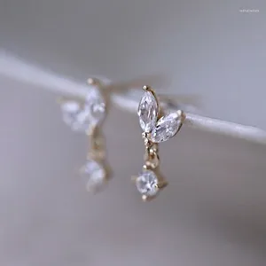Stud Earrings Cute Y2k Girlish Leaf For Women Piercing Lobe Shiny Crystal Ear Accessories Jewelry Christmas Gifts KDE012