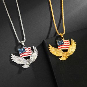 National American Flag Eagle Necklace Statement Jewelry Gold Color High Quality Alloy Charm Pendant Necklace jewelry