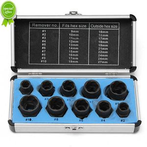 New 10Pcs/Set Damaged Bolts Nuts Black Nuts Screws Remover Extractor Removal Tools Set Threading Tool Kit Car Hub Multipurpose Screw