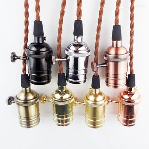 Pendant Lamps Edison Simple Single-head Lamp Electroplating Various Colors Copper Socket Distribution Line Ceiling Panel