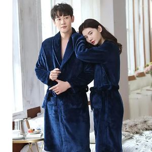 Men's Sleepwear Women Bathrobe Lounge Robe Gown Warm Winter Coral Fleece Lovers Home Men Nightgown Plush Nightwear Couple Thick