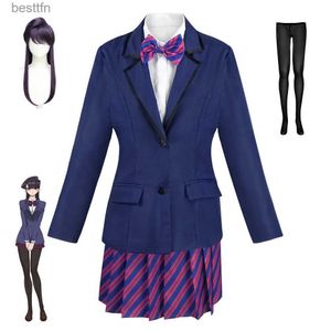 Anime Costumes Komi kan inte förknippas Komi Shoko Osana Najimi Cosplay Come Outfits Shirt Tie Short Wig Neck Women Anime Uniform Halloweenl231101