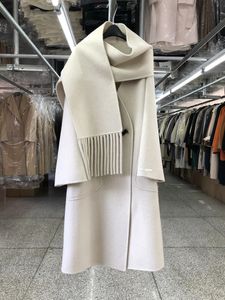 Misto lana da donna Elegante grande sciarpa Colletto con bottoni in corno Cappotto di lana Donna Allentata Moda coreana Giacca lunga invernale 231031