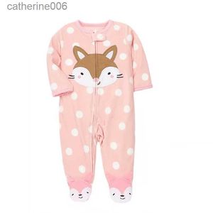 Jumpsuits stopy ciepłe dziecko rompers 2023 Fall Cute Animal Fox Micro polarne Babe Babe Pajamas Jumpsuits Sleepwear NB/3-12ML231101