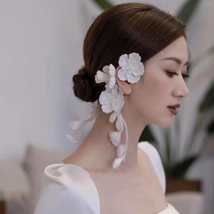 Hair Clips Korean Flower Ear Hanging Band Bridal Wedding Headband Pography Headwear Accessories Bridesmaid Gift Wholesale