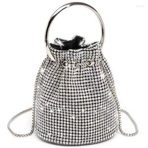 Evening Bags 2023 Wholesale Crystal Clutch Chain Diamond Bucket Bag Purse Bling Purses Rhinestone Handbags For Women