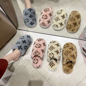 2023 Quality Printing Woolen Slipper Female Winter Home Fashionable Warm Imitation Fur Cotton Slippers