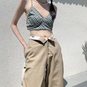 Erkek Kot Summer Street Casual Pantolon Kadınlar Kişiselleştirilmiş Rollover İnce Haki İş Pantolon Kadın Gevşek Düz Tüp Pantolon 231101