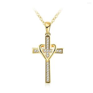 Colares pendentes Moda Moda Colar Cruzado Cristal de ouro Crystal Jesus para homens Mulheres Casal Jóias Presente Atacado