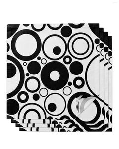 Столовая салфетка 4pcs Circle Аннотация Геометрия черная серая квадрат 50 см свадебные украшения ткани кухня ужин с салфетками