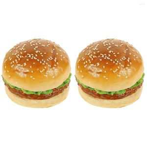 Conjunto de decoração de festa 2 modelos de hambúrguer simulado, adereços para comida de animal de estimação, hambúrgueres, cena, decoração realista, bolo de bebê