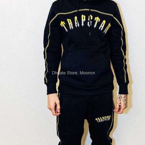 Комплект спортивного костюма Trapstar, арочная панель, красная качественная толстовка с вышивкой букв, зимняя толстовка с капюшоном, спортивные штаны, мужской костюм High Street, модный костюм