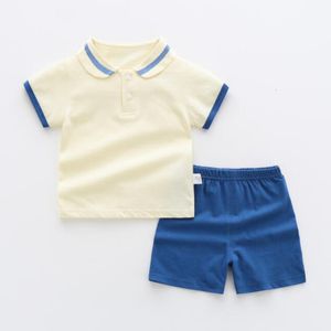 Zestawy odzieżowe Summer 2 -częściowy strój dla dzieci chłopięce ubrania swobodny moda kreskówka śliczna bawełniana koszulka butique dzieci BC2259 230331