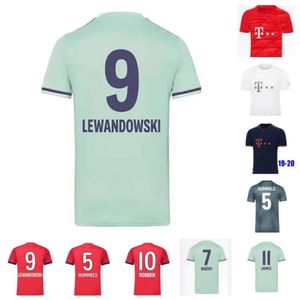 qqq8 Retro 2018 2019 2020 Lewandowski Robben Camisas de futebol masculinas 18 19 20 Ribery Hummels Home Red Away Green 3rd Camisas de futebol curtas