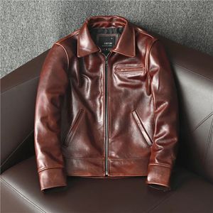 Men's Leather Faux Fashion Genuine Cow Jacket Men Vintage Motorcycle Veste Cuir Homme Wine Red Zipper Moto Biker Slimfit Bomber Coat 231031