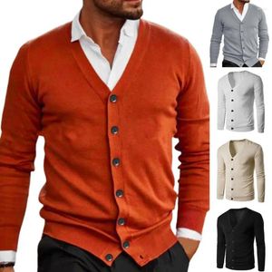 Мужские свитера, модный кардиган, удобный однобортный повседневный теплый приталенный пальто, вязаное, приятное для кожи