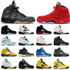 New 5 Men Basketball Shoes 5S Aqua uncnbecher Green Bean Raging Red Stealth Fire White White Cement Metallic Flight Oreo Wings Ice Blue Mesh Sneaker