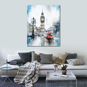 World Famous Building Big Ben in London UK Pencil Art Canvas Print Picture Poster for Living Room Wall Decor