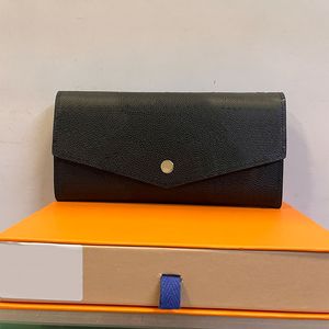 Couro longo carteira mão bolsa impressa letras internas zíper bolso titular do cartão de crédito clipe de notas moda letras carteiras simples m61182 designer saco