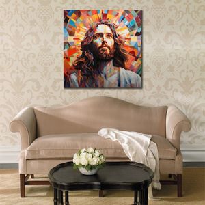 Canvas Poster Fototryck Geometric Jesus Kristus Bildmålning för kontorsrum Väggdekor