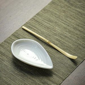 Чайные ложки Yangzhi Jade Керамический набор лотоса Художественные аксессуары для обучения Церемония Оптовая продажа