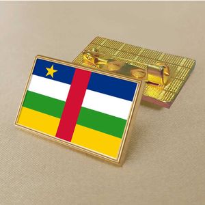 Party Central African Flag Pin 2.5*1.5cm Zinc Alloy Die-cast Pvc Colour Coated Gold Rectangular Medallion Badge Without Added Resin