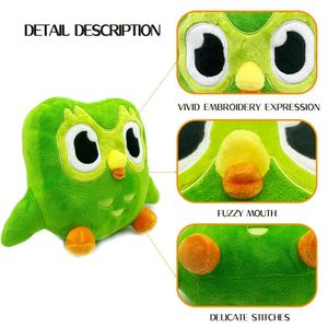 Plush Dolls Lovely Green Duolingo Owl Plush Toy Duo Plushie of Duo The Owl Cartoon Anime Doll Stuffed Animal Children Birthday Gift 231031