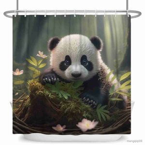 Shower Curtains Cute Cartoon Animal Printed Shower Curtains Waterproof Shower Curtain Bathroom Decor Bathtub Screen with R231101