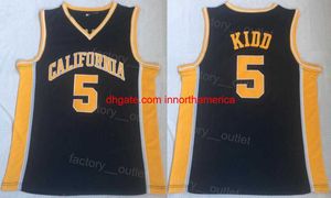 NCAA College California Golden Bears Basketball 5 Jason Kidd Jersey Uniform Alle genähte atmungsaktive reine Baumwolle für Sportfans Teamfarbe Marineblau