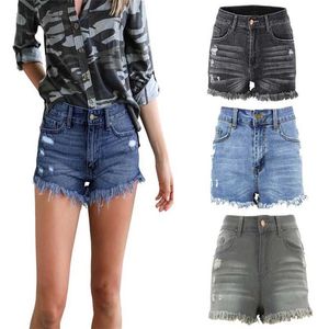 Mulheres calças de brim curtas sexy cintura média denim calças curtas borla magro calças2534