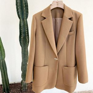Women's Wool Blends Naizaiga 100 worsted wool camel black Haute Couture SINGLE One Button Jacket Women spring autumn coat female overcoat MX1 231101