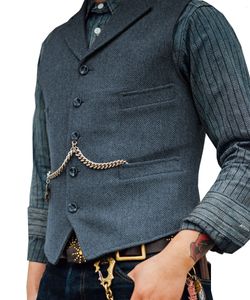 Coletes masculinos Terno de coletor Brown Wool Tweed Business Colot Jaqueta Casual Slim Fit Gilet Homme para Groosmen Man Wedding 2303331