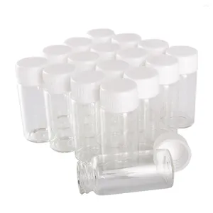 Lagringsflaskor grossist 100 stycken 10 ml glas med vita plastkåpor 22 50mm önskar