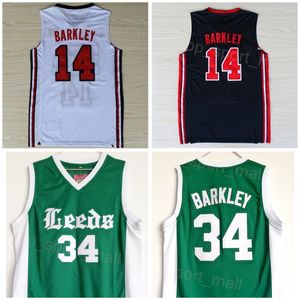 Kolej Basketbol 14 Charles Barkley Lisesi Jersey 34 Gömlek 1992 ABD Dream Team One Sport Üniversitesi Team Lacivert Beyaz Yeşil Nefes Alabilir Dikiş NCAA