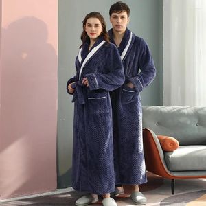 Women's Sleepwear Flannel Plush Thickened Couple Robe Sexy Nightgown Men Coral Fleece Bathrobe Long Intimate Lingerie Nightwear