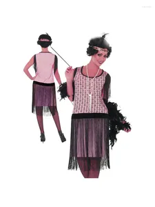 Vestidos casuais rosa 1920s grande gatsby vestido em camadas franja flapper 20s festa charleston fantasia borla traje sexy franjas