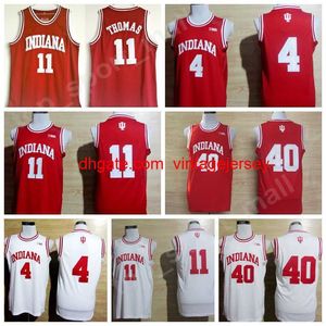 College Basketball Indiana Hoosiers Jerseys Isiah Thomas 11 Victor Oladipo Jersey 4 Cody Zeller 40 Red White Uniform Sport Sale