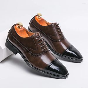 Dress Shoes Brown Derby For Men Black Lace-up Square Toe Business Leather Casual Wedding Italy Office Heel Mens