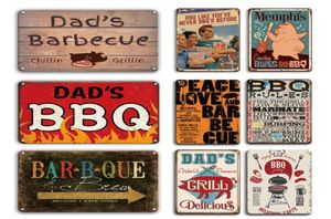 2021 Vintage BBQ Strefa Plakat Metal Tin Znak Tatusia Zasady Zasady Metalowe tablice Płytki dekoracyjne Retro Bar Restaurant Decor5738972