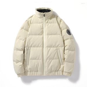 Męskie Down 2023 Mężczyźni zimowe ubrania ciepłe płaszcze Lekkie stałe kolorowe stojak na kołnierz kurtkę swobodną Korea Krótka biała kaczka