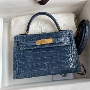 Üst Omuz Çantası Tasarımcı Çanta Lüks Tasarımcı Çanak Çantalar Messenger Çantası Crossbody Moda Çantalı Kemer Tote Tam El Yapımı Özelleştirilebilir Çantalar 20cm Timsah Deri Aa