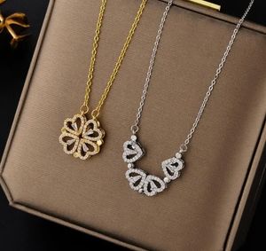 Little Love, un collier multi-ports en forme de trèfle d'amour pour femme, cadeau pour petite amie, avec serrure en acier titane, chaîne en os, tempérament