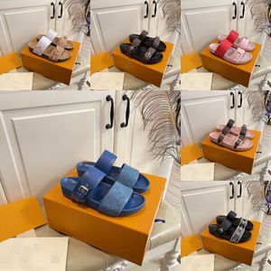 sandals designer shoes summer women slippers leather buckle flat open toe slippers men cowboy slippers beach sandals with box